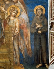 Cimabue, Madone sur le trône avec saint François et des anges (détail)