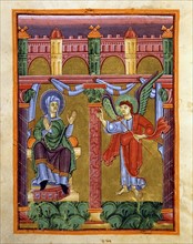 Gospel book from the Reichenau school, The Annunciation