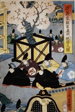 Yoshimori, Nobles and officials in the courtyard of the Shogon Palace