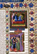 Bible of Borso d'Este, Incipit of the Book of Ruth (detail)