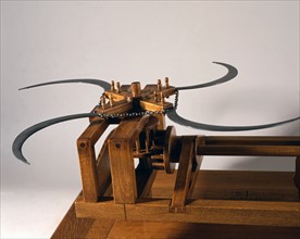 Maquette d'une machine de guerre dessinée par Léonard de Vinci (détail)