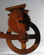 Model of a machine designed by Leonardo Da Vinci (detail)