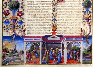 Bible of Borso d'Este, Incipit from the Ecclesiastical Chapter (detail)