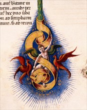 Bible de Borso d'Este, Un ange entre deux griffons