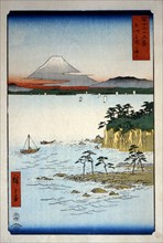 Hiroshige, Le Mont Fuji et la mer de la péninsule Miura dans la province Sagami