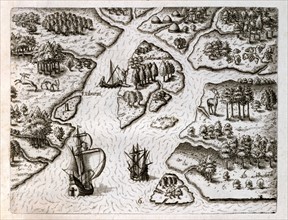 Arrivée des huguenots français en Floride, sous le commandement de René de Goulaine de Laudonnière en 1564