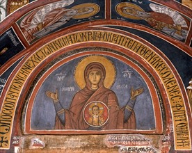 La Vierge "Phorbiotissa" et le Christ en médaillon