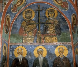Constantin, Sainte Hélène et la Croix (en haut), Saint Théodose le Cénobiarque, Saint Arsène, Saint Ephrem le Syriaque (en bas)