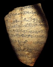Ostraka (piece of earthenware) used instead of papyrus