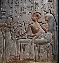 Détail du stèle pour le défunt Ramose, " responsable des domestiques du Pharaon "