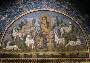 Mausoleum of Galla Placidia in Ravenna : lunette of the Good Shepherd