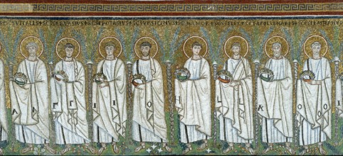 Basilique Sant'Apollinare Nuovo à Ravenne : la procession des Saints Martyrs