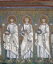 Basilique Sant'Apollinare Nuovo à Ravenne : les saints martyrs Hippolyte, Corneille, et Cyprien