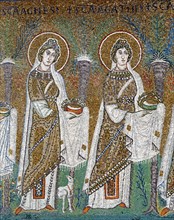 Basilique Sant'Apollinare Nuovo à Ravenne : la procession des Vierges martyres (détail)