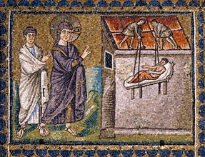 Basilica of Sant'Apollinare Nuovo, Ravenna: The paralytic from Capernaum is taken down from the roof