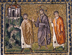 Basilique Sant'Apollinare Nuovo à Ravenne : Jésus et les pèlerins d'Emmaüs