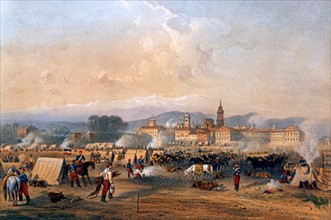 Campement des "Chasseurs d'Afrique" francais, en mars 1859, pendant la 2e guerre d'Indépendance italienne