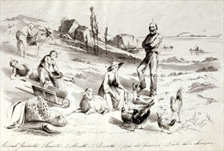 Giuseppe Garibaldi avec sa famille dans l'ile de Caprera