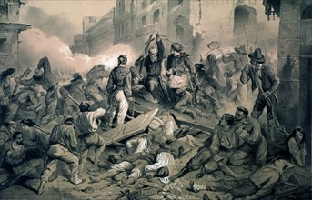 Barricades à Palerme, le 27 Mai 1860