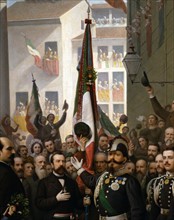 Victor Emmanuel II décore de la médaille d'or le drapeau de la révolution du 10 Juin 1848 à Vicence (détail)
