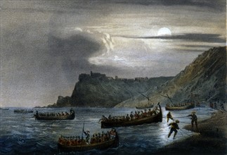Expédition des Mille. Débarquement des soldats garibaldiens à Scilla, en Calabre en 1860