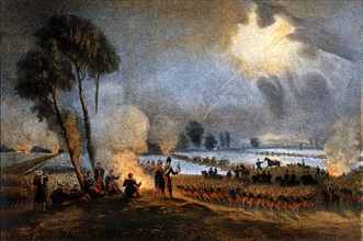 La deuxième Armée Française "Mac Mahon" traverse le fleuve Ticino près de Turbigo, en 1859