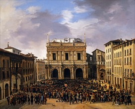 Ten Days of Brescia. The revolutionaries are gathered on Piazza della Loggia.