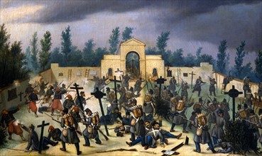Episode de la bataille de Solférino, le 24 juin 1859. Combat au corps à corps à la baïonnette