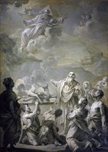 Noé offre un sacrifice à Dieu après sa sortie de l'Arche