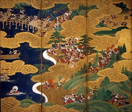 Japanese screen representing scenes of the Genpei War