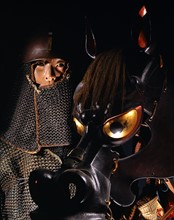 Samurai dressed in a coat of mail and his horse (detail)