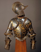 Papal Guard Corset in gilded and browned steel