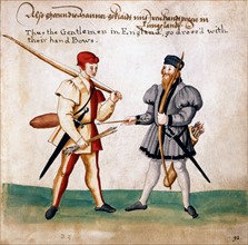 Gentlemans anglais de l'époque de Charles Quint, avec arcs et flèches