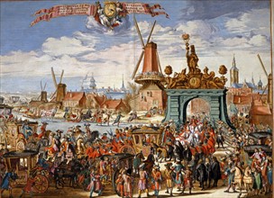 Arrival of Emperor Charles V at the Westynder Bridge in Amsterdam