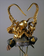 Japanese helmet with octopus-shaped decoration