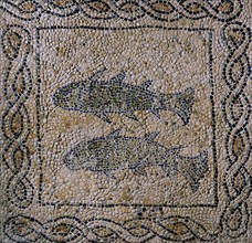 Mosaic: Two fish, symbol of eternal life