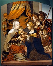 Bernardino di Mariotto, La Vierge et l'Enfant avec sainte Anne, saint Sébastien et saint Roch