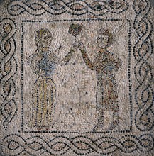 Mosaic: Young lovers; The knight's departure for the Crusade