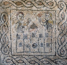 Mosaic: Young lovers; The return of the knight unharmed by the crusade