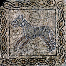 Mosaic: Profile figure of a dog (or wolf)