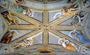 Il Romanino, Voûte de l'église Santa Maria della Neve à Pisogne, ornée de figures de Sibylles et de Prophètes