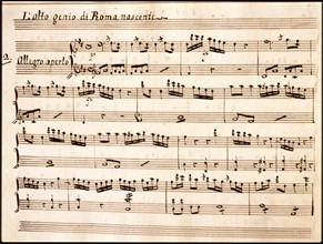 Copie manuscrite de la partition de "Gli Orazi e i Curiazi" : "L'alto genio di Roma nascente" de Domenico Cimarosa