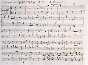 Handwritten copy of the score of "La Primavera", by Joseph Haydn