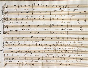 Manuscript copies of the partition "Mass for four voices Kyrie Eleison", by Pier Luigi da Palestrina