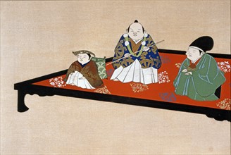 Kamisaka Sekka, "Famille japonaise dans un intérieur"