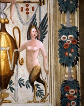 Giulio Carpioni, Salle du "Pasteur Fido" : décor de grotesques, avec figures de harpies