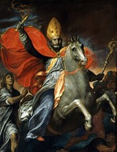 Giovanni Ambrogio Figino, Saint Ambrose, Bishop of Milan on horseback