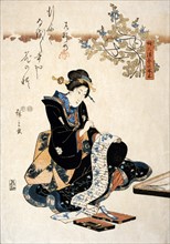 Utagawa Hiroshige, Courtisane écrivant une lettre