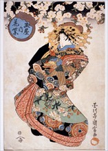 Utagawa Kunitomi, La Courtisane Hanamurasaki de la célèbre maison de thé Tamaya