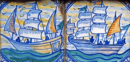 Majolic, Two boats with sails and crew